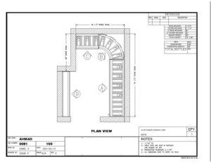 Orange County Custom Wine Cellar Design Shown in a 3D drawing