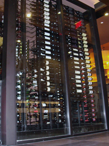 Contemporary Wine Display Designed by an Orange County Builder for a Restaurant