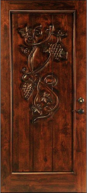 Solid Santa Barbara Style Alder Door with Custom Carving Orange County