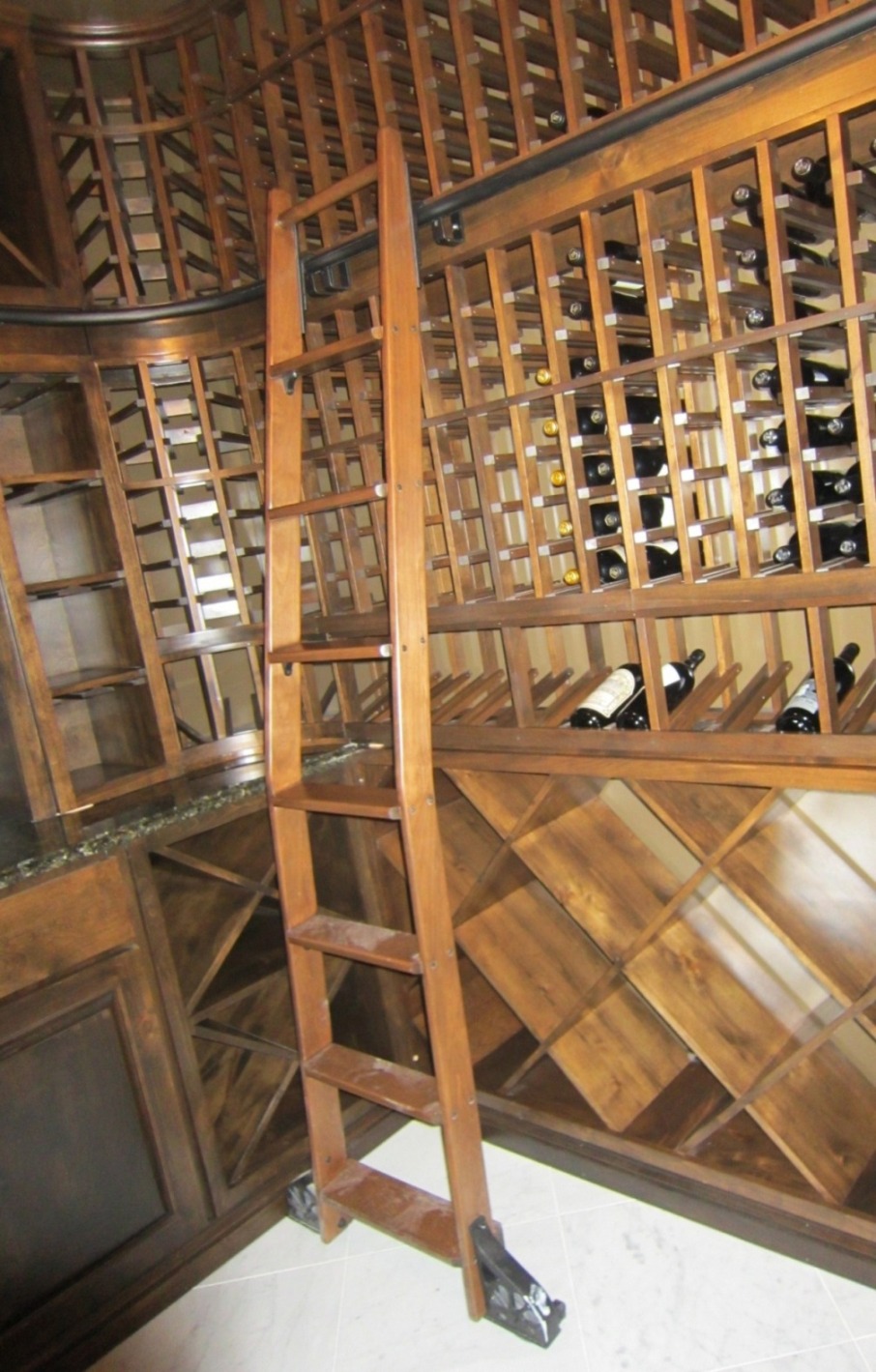 Bent Wine Cellar Rolling Ladder Orange County