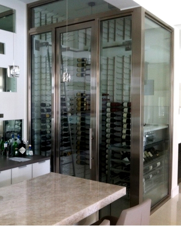 Contemporary Residential Custom Wine Cellar Designed and Installed by Orange County Master Builders