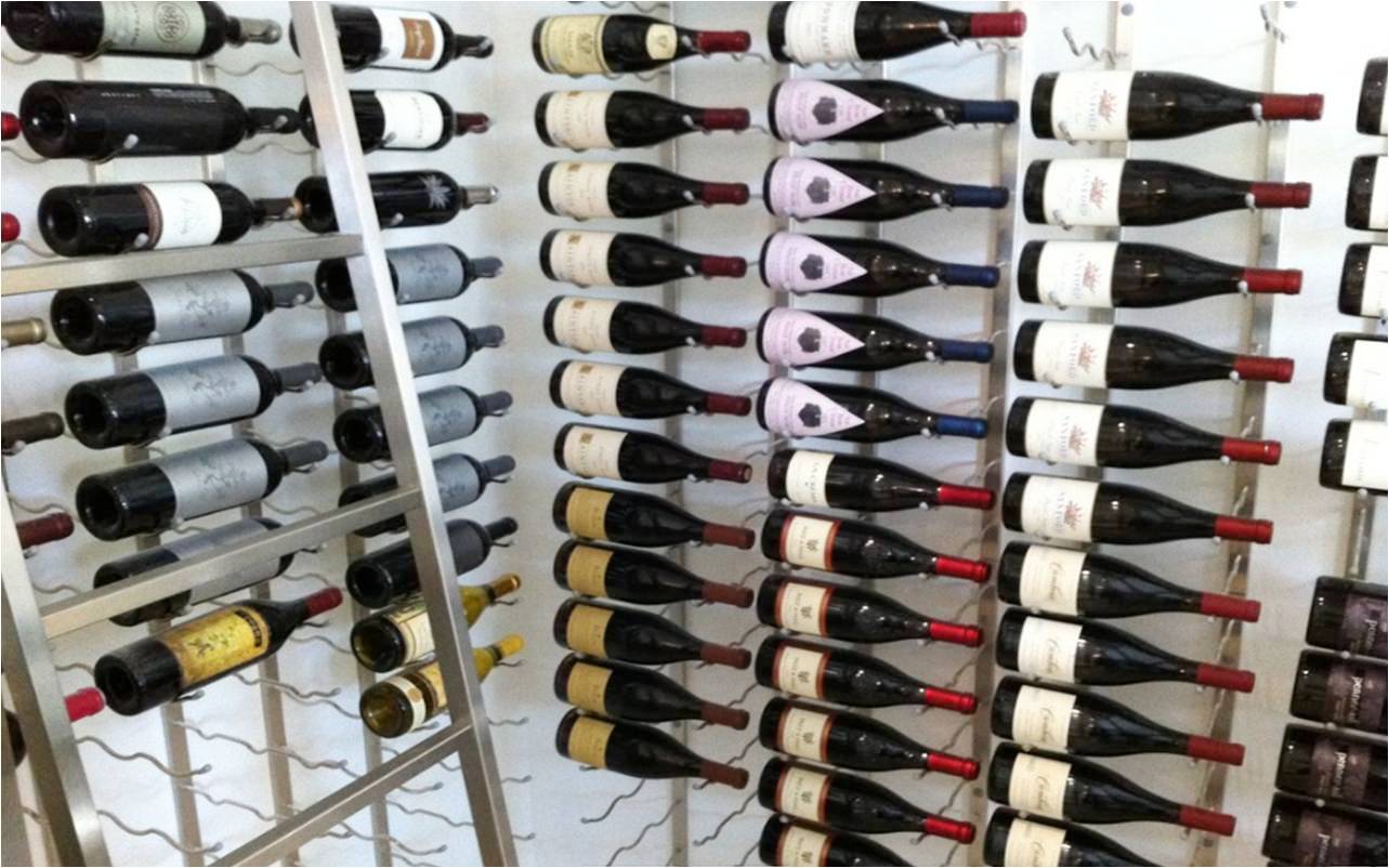 Custom Metal Wine Rack System Residential Wine Cellar Project Orange County