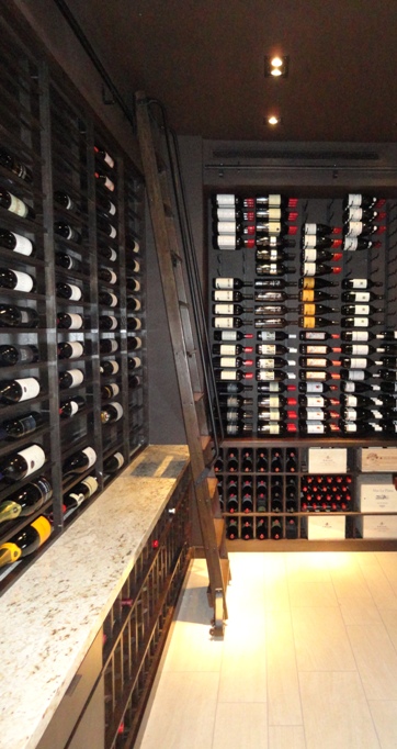 Wine cellar ladders are ideal both for Orange County homes and commercial wine storage facilities where the racking extends all the way to a high ceiling