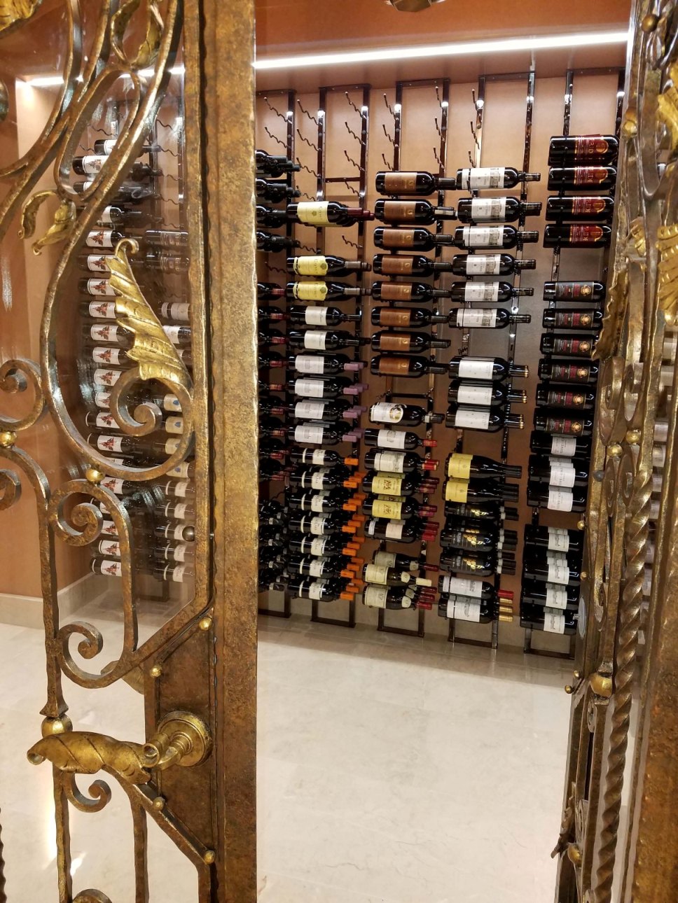 Custom Wine Cellar Equipped with an Efficient Wine Cooling Unit Orange County