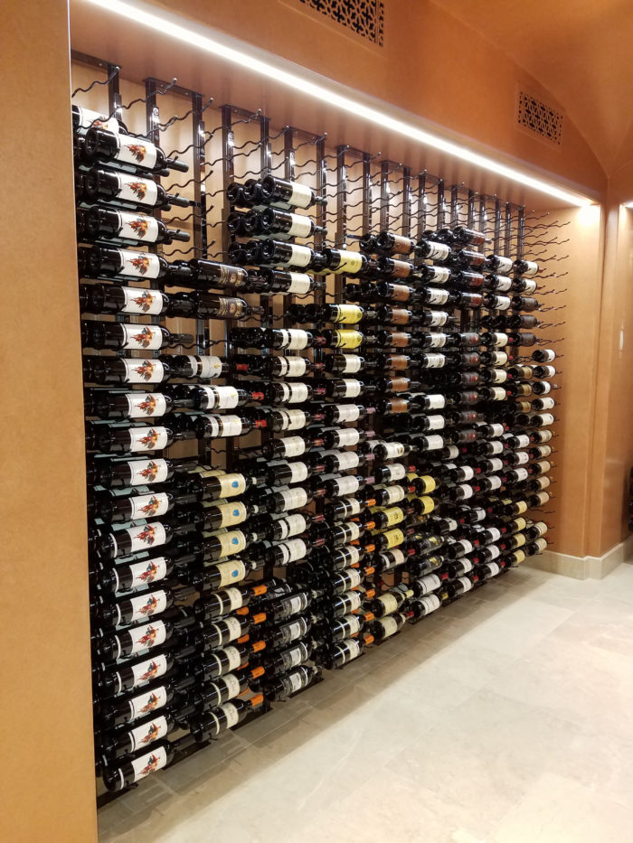 Floor to Ceiling Metal Wine Rack System for a Home Custom Wine Cellar in Orange County