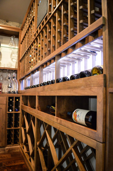 Wooden Wine Cellar Racks Made from Malaysian Mahogany Manufactured by Creative Orange County Builders