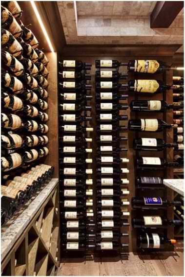 Floor to Ceiling Metal Wine Racks by VintageView Add Character to a Residential Custom Wine Cellar in Orange County
