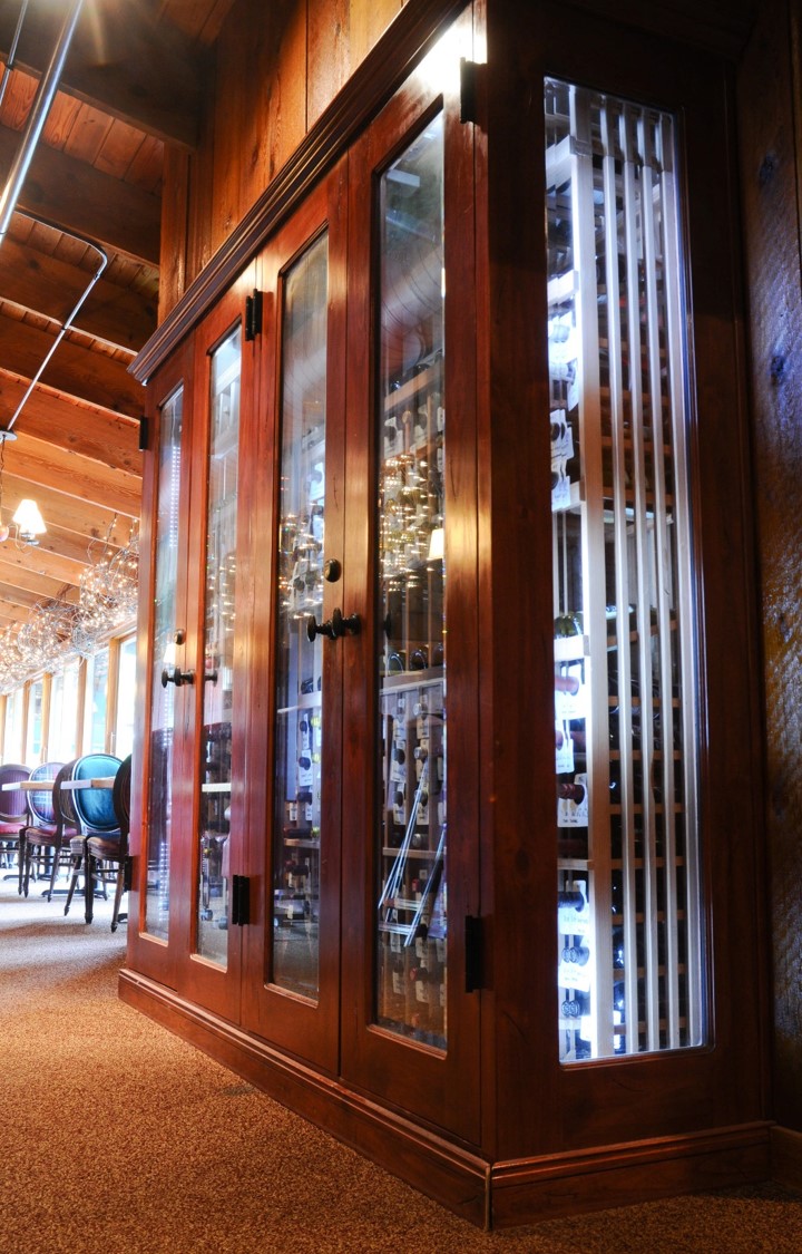 Glass Commercial Wine Cellar in a Restaurant in Orange County