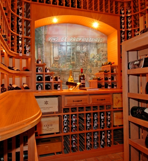 A Wine Cellar Mural Installed in a Wine Room in Orange County