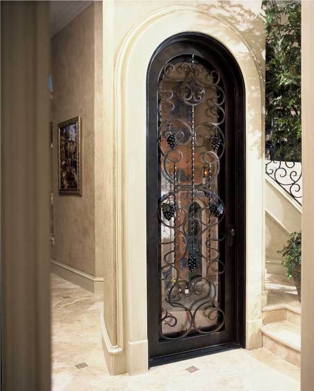 Wrought Iron and Glass Custom Wine Cellar Door Orange County Project 