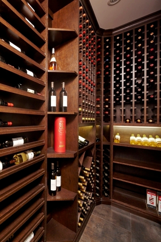 Classic Style Custom Wine Cellars with Wooden Wine Racks Completed by an Orange County Designer and Installer