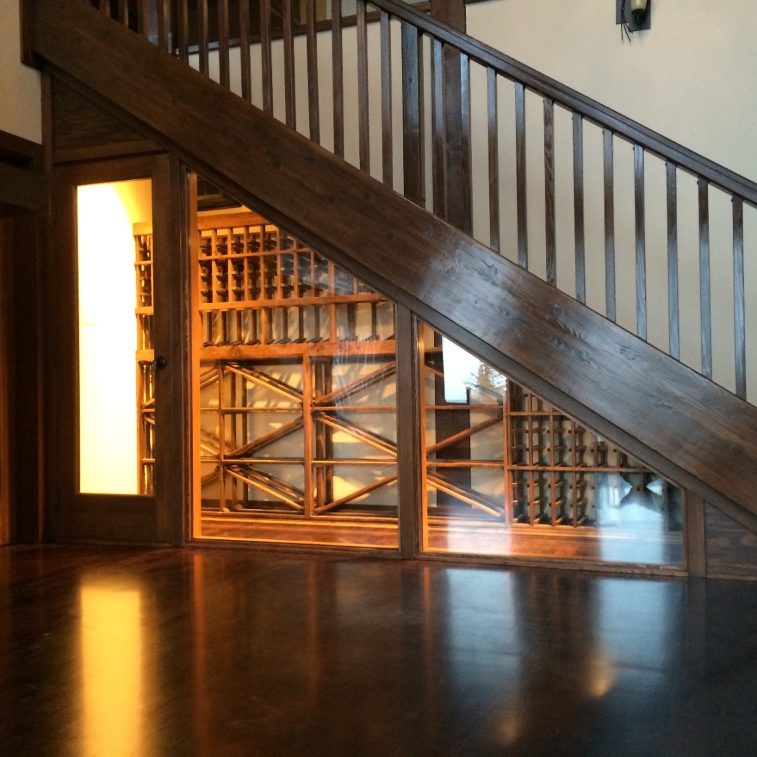 Classic Custom Wine Cellar Built Under the Stairs of an Orange County Home