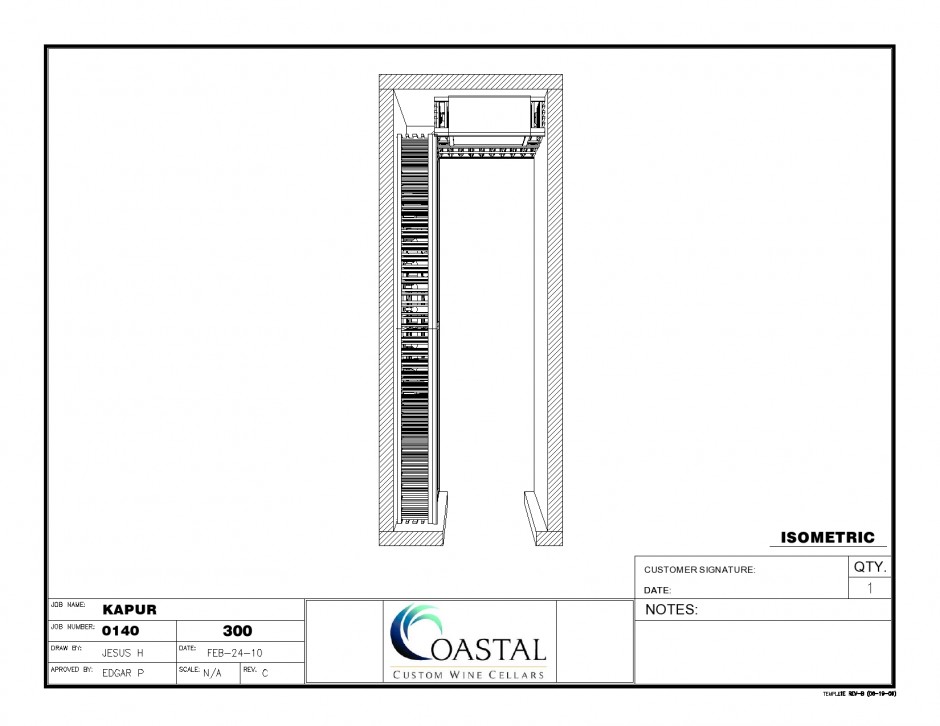 Overview 3D Design Wine Cellar Cooling Unit Mounted on the Wall Orange County Project