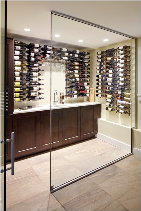 Glass Residential Custom Wine Cellar Designed by Orange County Experts