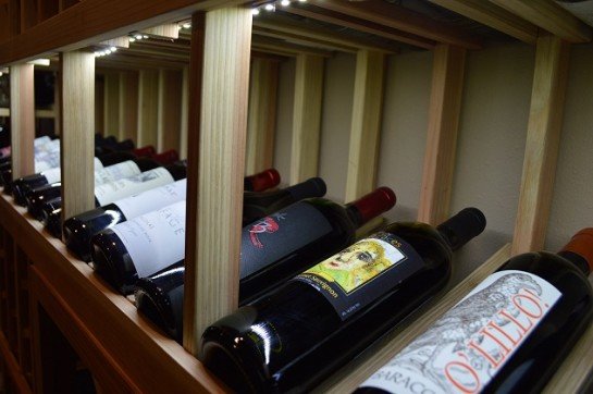  Small Wine Cellar with Display Row with Lighting Installed by Orange County Builders