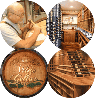Orange County Custom Home Wine Cellars with Wine Barrels