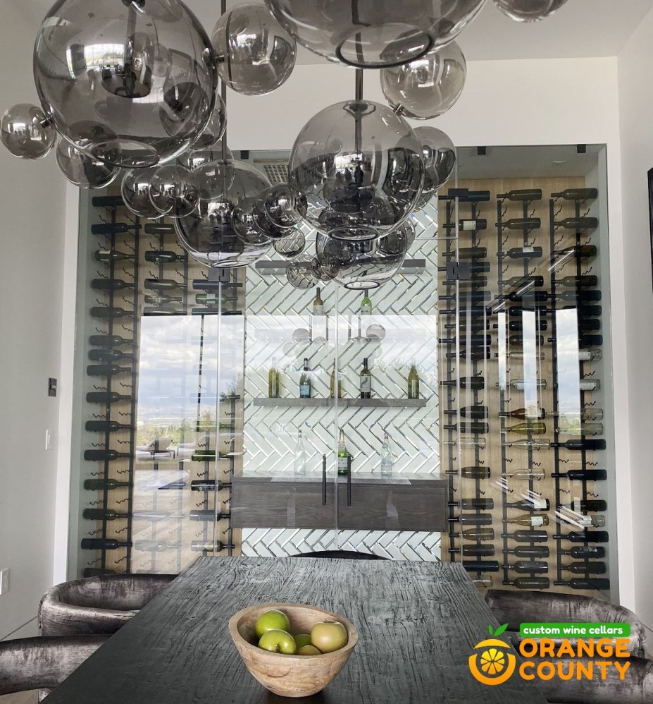 Luxurious Modern Wine Display with Elegant Metal Wine Racks 