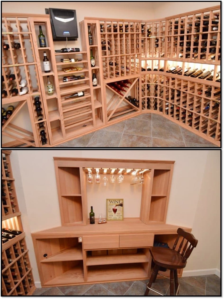 Elegant Rustic Wine Cellar Design for a Garage Wine Room