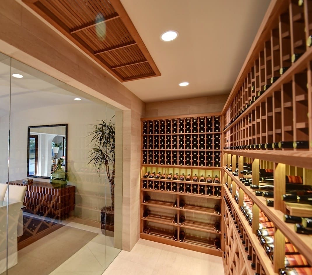 Glass-Enclosed Wine Cellars with Wooden Wine Racks Can Elevate Spaces to a New Level!