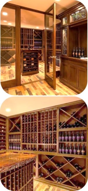 Rustic Wine Cellar Design with Wine Barrel Flooring