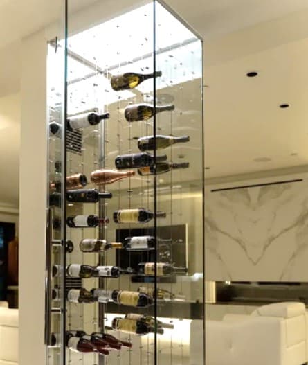 Glass Enclosed Wine Cellar with Modern Features 