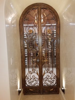 04 - Dramatic Door In Wrought Iron Custom Designed San Antonio California Project Wine Cellar Wrought Iron Door