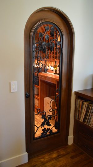 05 - Wrought Iron Design Purpose Built Orange County Custom Wine Cellar Doors Bottom Seal Wrought Iron Wine Cellar Door